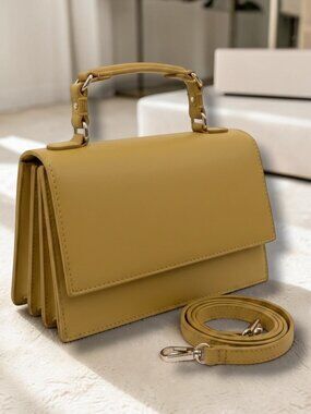 Zara Eggshell Yellow Satchel Bag Crossbody Strap OS
